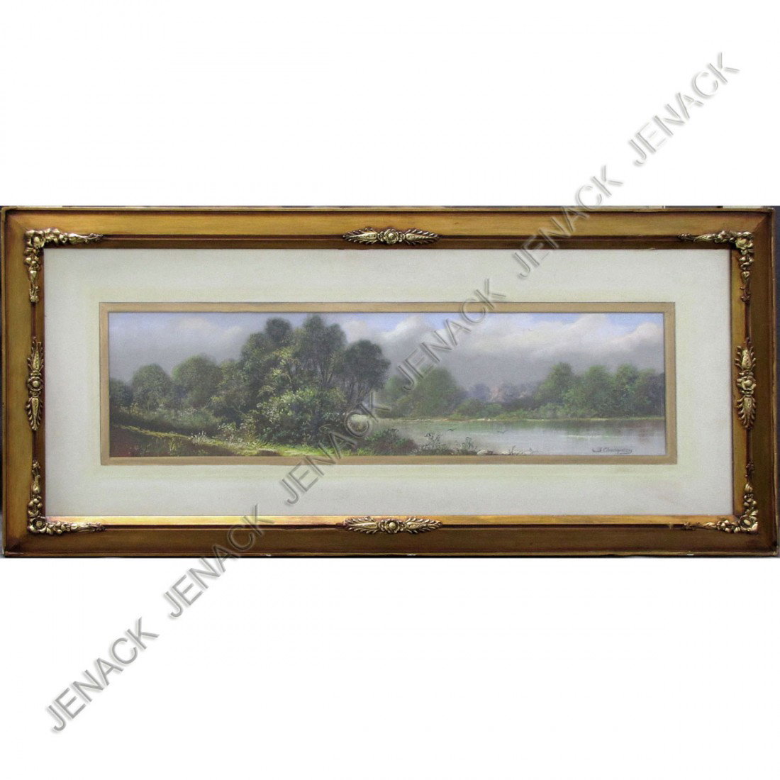 AMERICAN SCHOOL (19/20TH CENTURY), PASTEL: AMERICAN SCHOOL (19/20TH CENTURY), PASTEL, RIVER LANDSCAPE, SIGNED B. CHAMPNEY. SIGHT 7 1/4 X 27"; FRAMED 17 1/2 X 38"