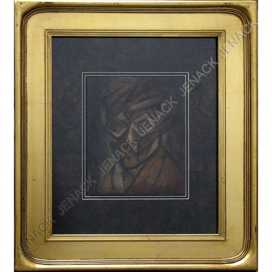 AFTER PABLO PICASSO (SPANISH 1881-1973), OIL: AFTER PABLO PICASSO (SPANISH 1881-1973), OIL ON CARD STOCK, CUBIST PORTRAIT, BEARS SIGNATURE. SHEET 11 1/2 X 9"; FRAMED AND GLAZED-26 X 22"