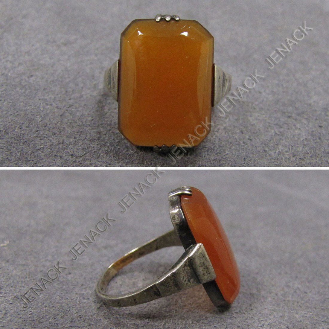 ART DECO SILVER AND CARNELIAN RING: ART DECO SILVER AND CARNELIAN RING, SIZE 7 3/4