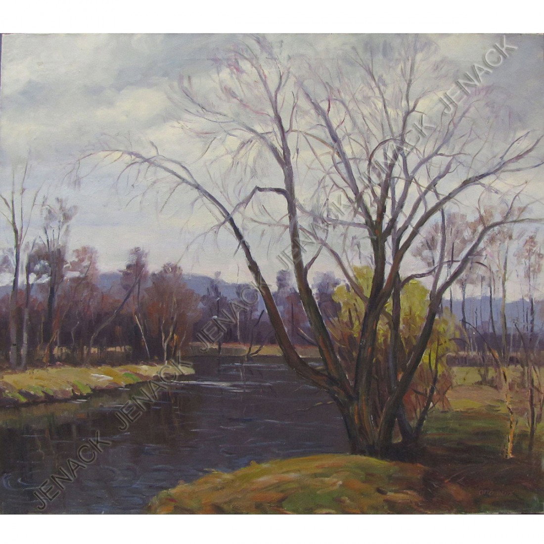 OTTO BENZ (NEW JERSEY 1882-), OIL ON CANVAS: OTTO BENZ (NEW JERSEY 1882-), OIL ON CANVAS, RIVER LANDSCAPE, SIGNED. 26 X 30"