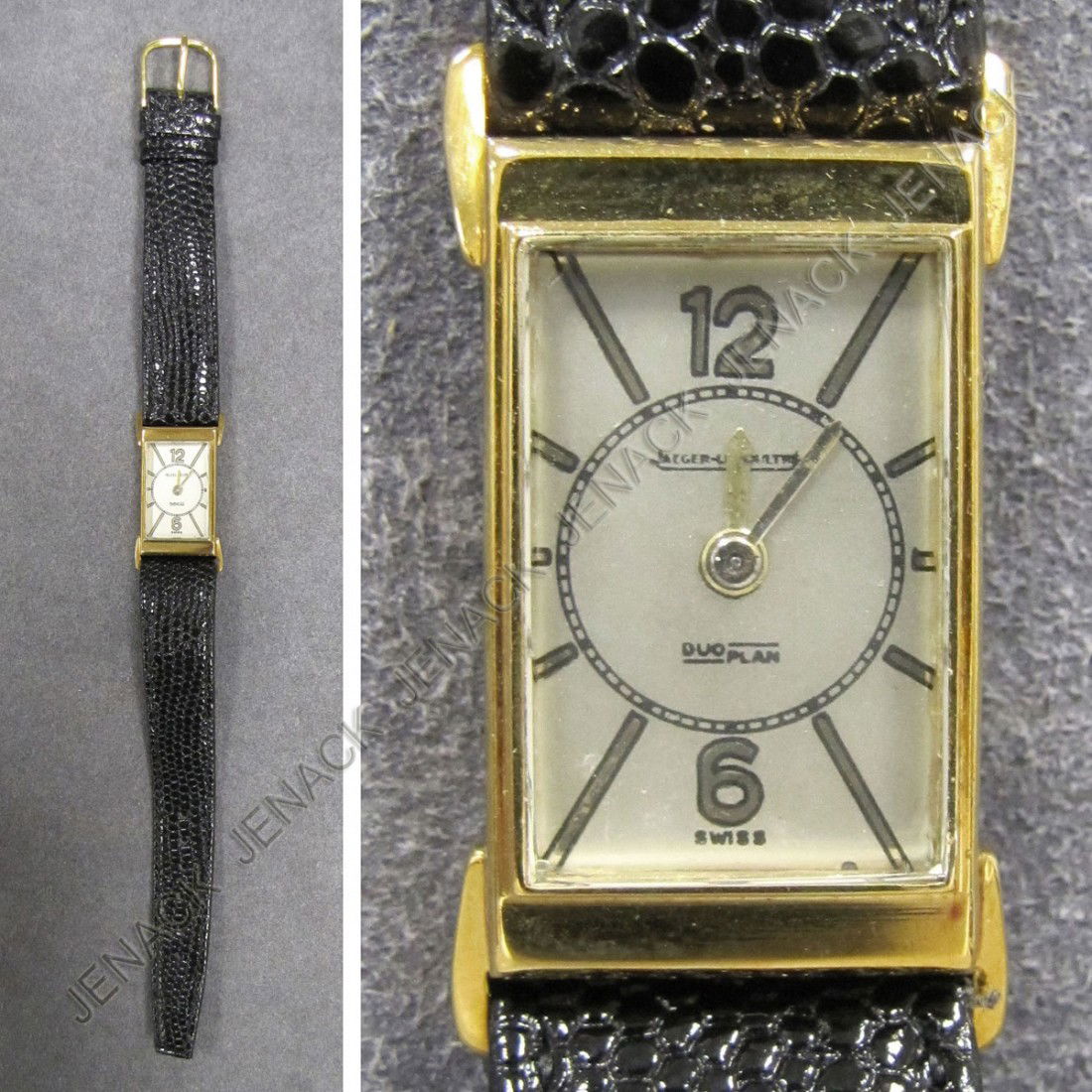 VINTAGE JAEGER LECOULTRE 18K "DUOPLAN" WATCH: VINTAGE JAEGER LECOULTRE 18K "DUOPLAN" BACK-WOUND LADY'S WRISTWATCH, #49157, C.1950'S. PROVENANCE: SOTHEBY'S NYC, FEB 11, 1992 LOT #386