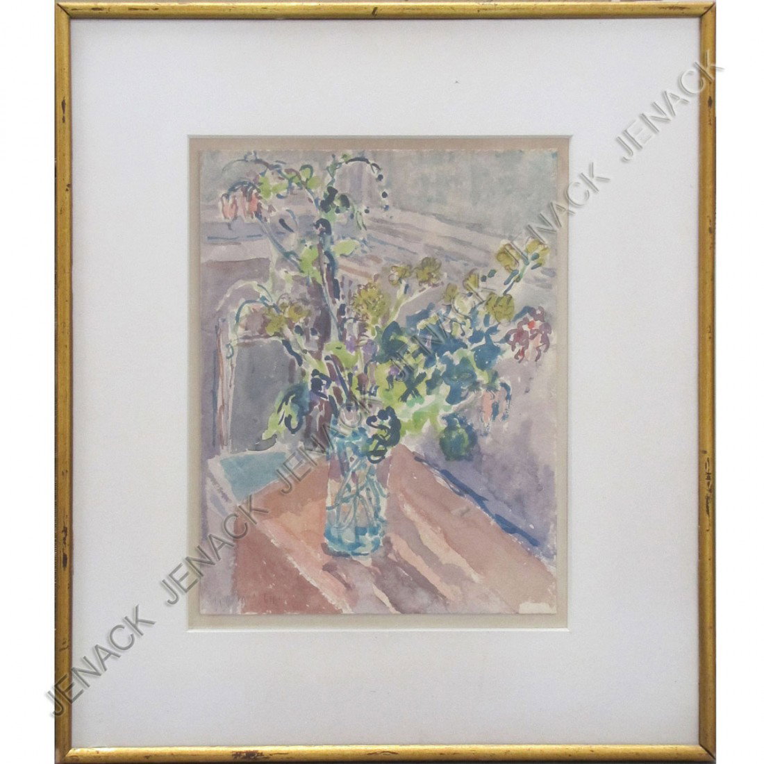 NELL BLAIR WALDEN BLAINE (AMERICAN NY 1922-1996): NELL BLAIR WALDEN BLAINE (AMERICAN NY 1922-1996), WATERCOLOR, "WILD FLOWERS", SIGNED AND TITLED 1961. SHEET 11 3/4 X 9"; FRAMED AND GLAZED-19 X 16 1/2"