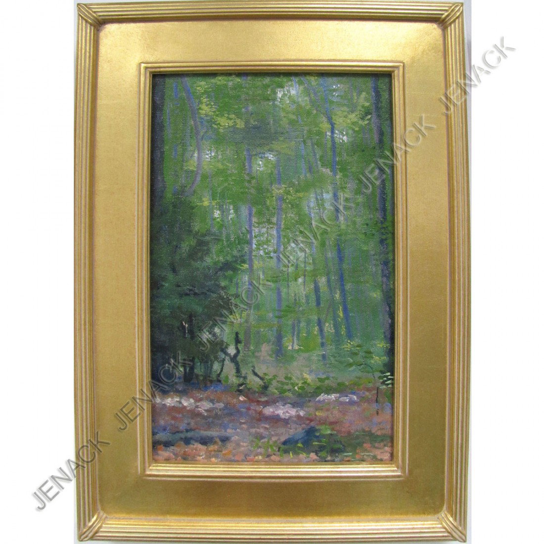 AMERICAN SCHOOL (20TH CENTURY), OIL ON CANVAS: AMERICAN SCHOOL (20TH CENTURY), OIL ON CANVAS, FOREST SCENE, BEARING NAME ON STRETCHER VERSO "W.S. ROBINSON". 16 X 10"; FRAMED 22 X 15 1/2"