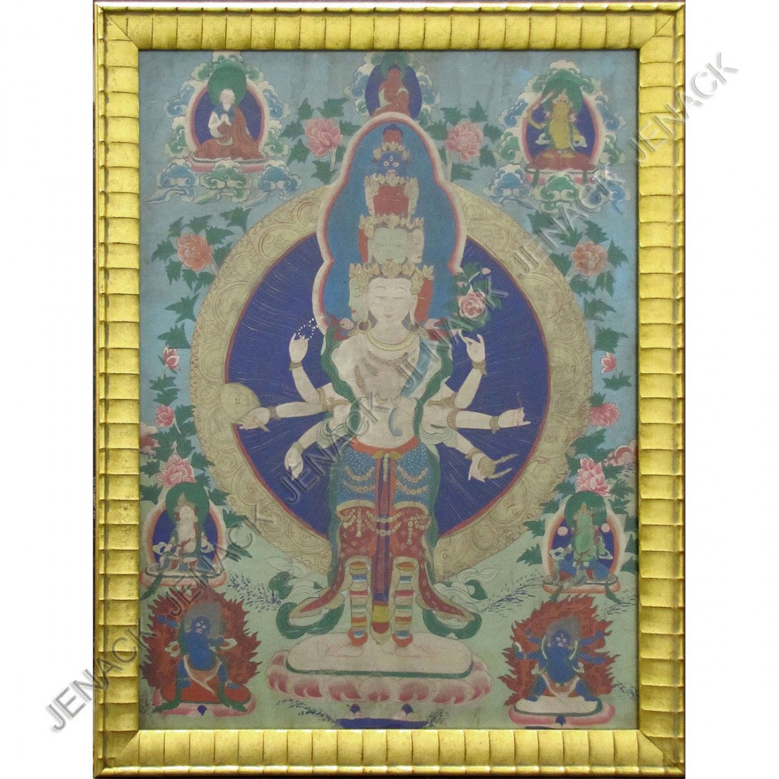 TIBETAN TONKA: TIBETAN TONKA. SIGHT 26 X 20"; FRAMED AND GLAZED-30 X 23"