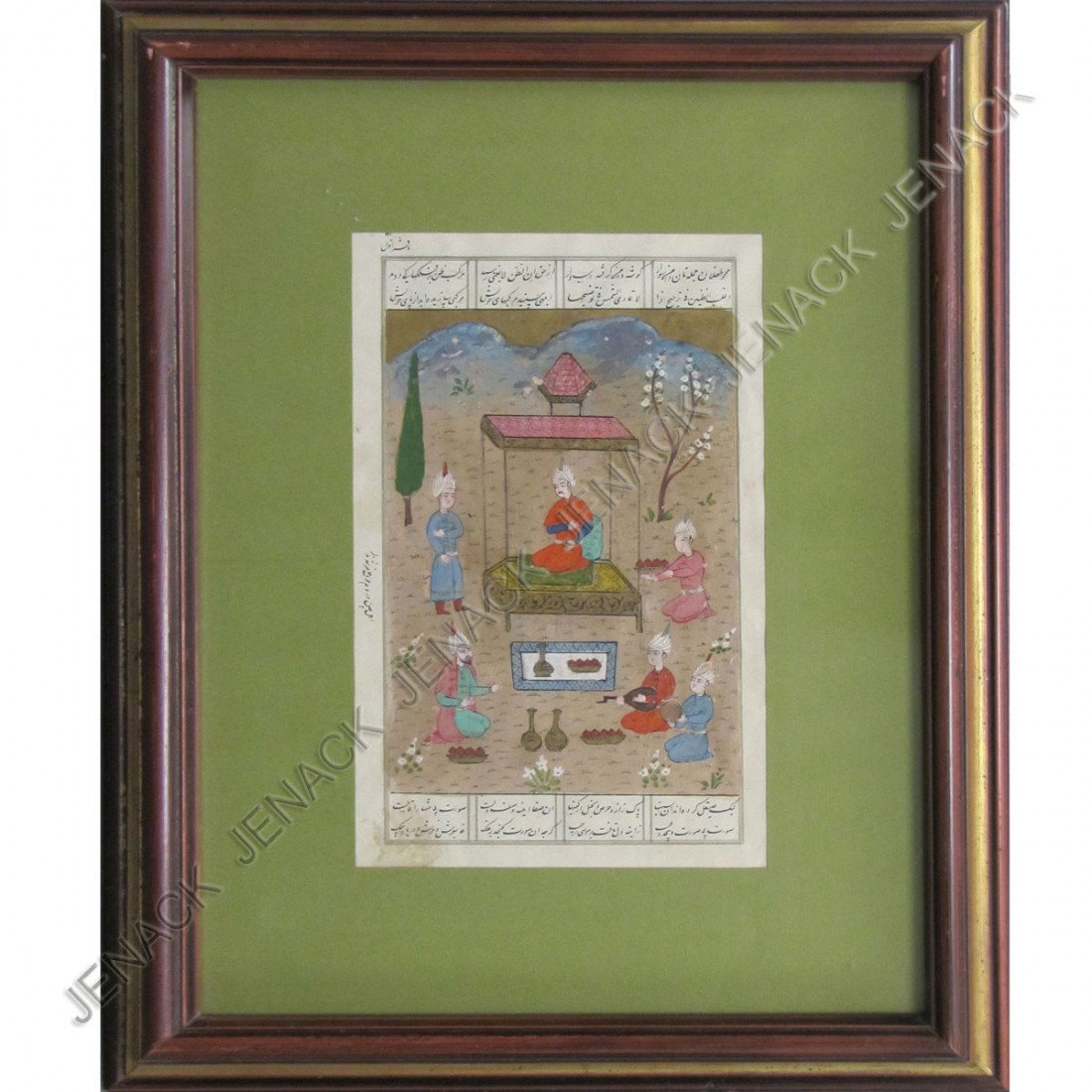INDIAN MUGHAL MINIATURE PAINTING, 19TH CENTURY: INDIAN MUGHAL MINIATURE PAINTING, 19TH CENTURY. SHEET 10 1/2 X 6 1/2"; FRAMED AND GLAZED-18 X 14"
