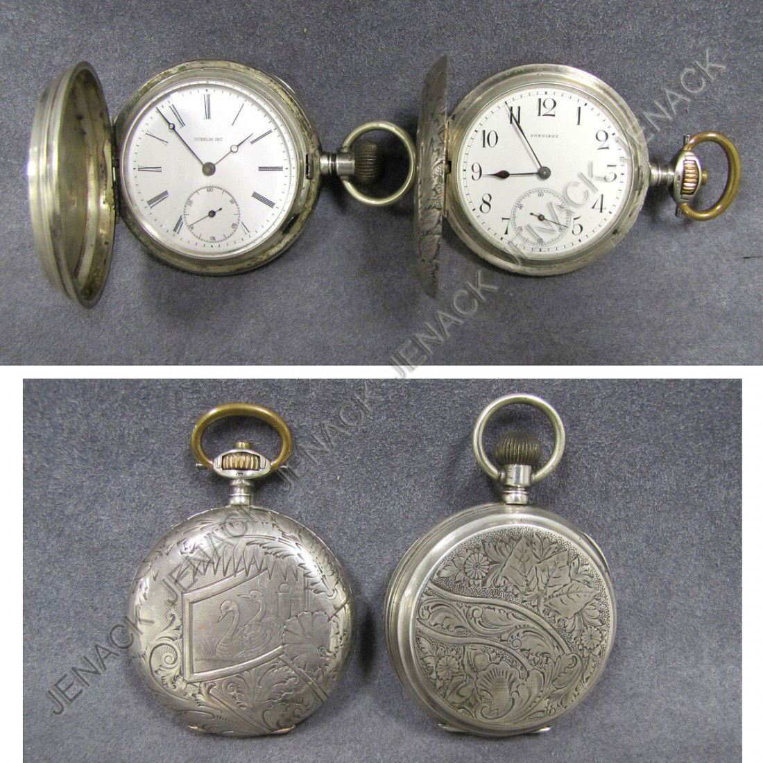 LOT (2) .800 SILVER HUNTER CASED POCKET WATCHES: LOT (2) VINTAGE .800 SILVER HUNTER CASED POCKET WATCHES INCLUDING GUBELIN, M.F. MATTHEY & CO. #152544, 53MM; AND LONGINES 15-JEWEL, 53MM