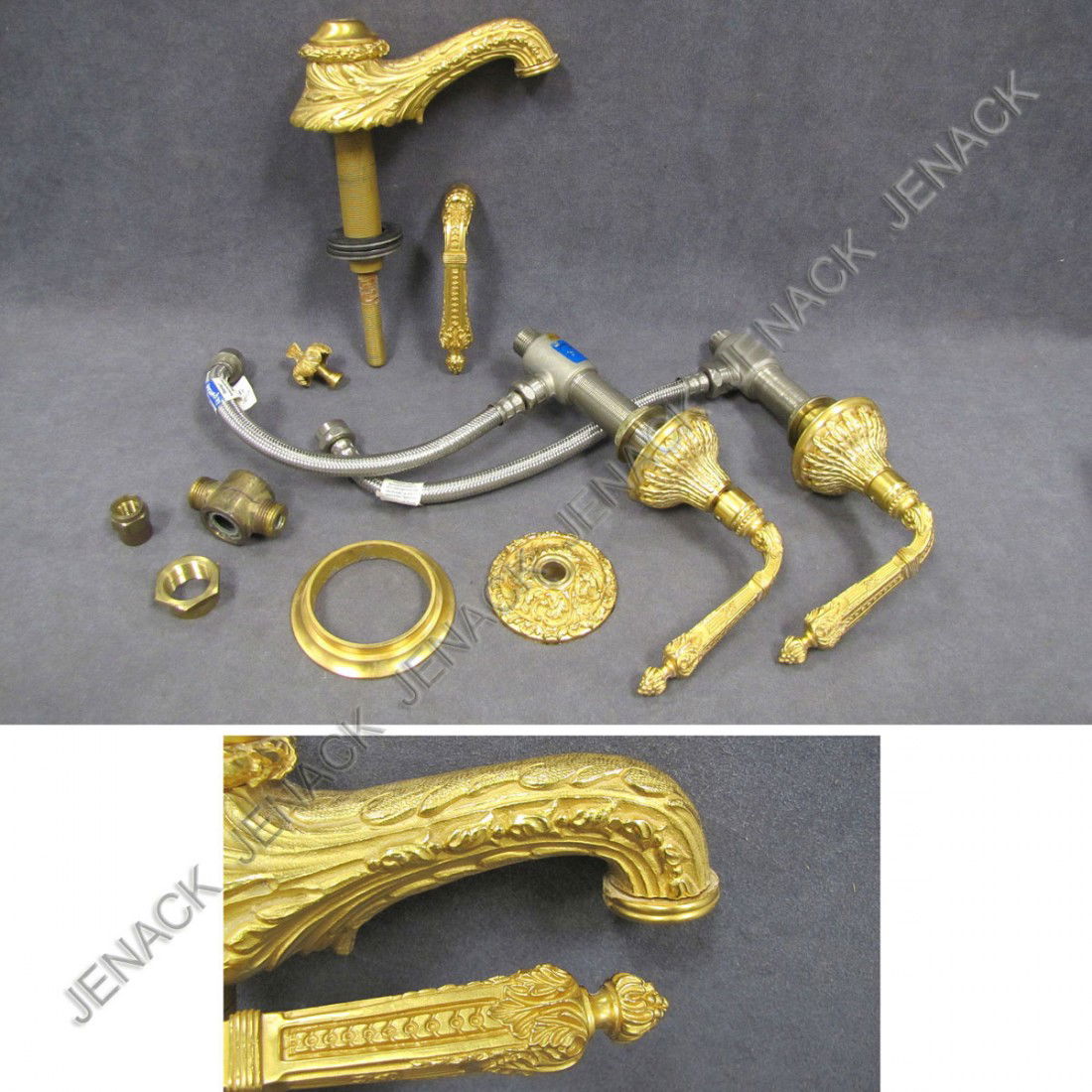 SHERLE WAGNER LOUIS XV STYLE FAUCET SET: SHERLE WAGNER DESIGN LOUIS XV STYLE GOLD PLATED BRONZE DECK MOUNT TUB FAUCET SET & SHOWER DIVERTER