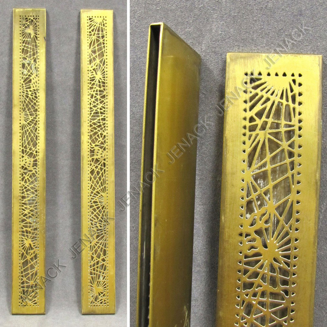 PAIR TIFFANY STUDIOS/NEW YORK BRONZE "PINE NEEDLE": PAIR TIFFANY STUDIOS/NEW YORK BRONZE "PINE NEEDLE" BLOTTER ENDS, SIGNED #999. LENGTH 19 1/8"