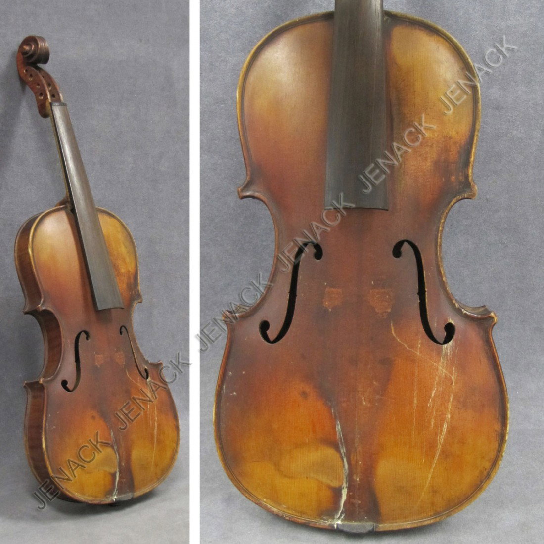 JOSEPH CROSS LEBANON N.H. LABELED VIOLIN: JOSEPH CROSS LEBANON N.H. LABELED VIOLIN, TWO-PIECE BACK, C.1910. LENGTH 14 1/8"