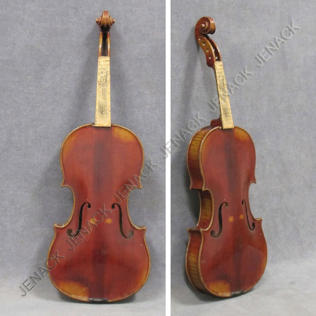 VINTAGE HEINRICH TH HEBERLEIN JR. WORKSHOP LABELED: VINTAGE HEINRICH TH HEBERLEIN JR. WORKSHOP LABELED VIOLIN, 1924 TWO PIECE BACK. LENGTH 14 1/8"