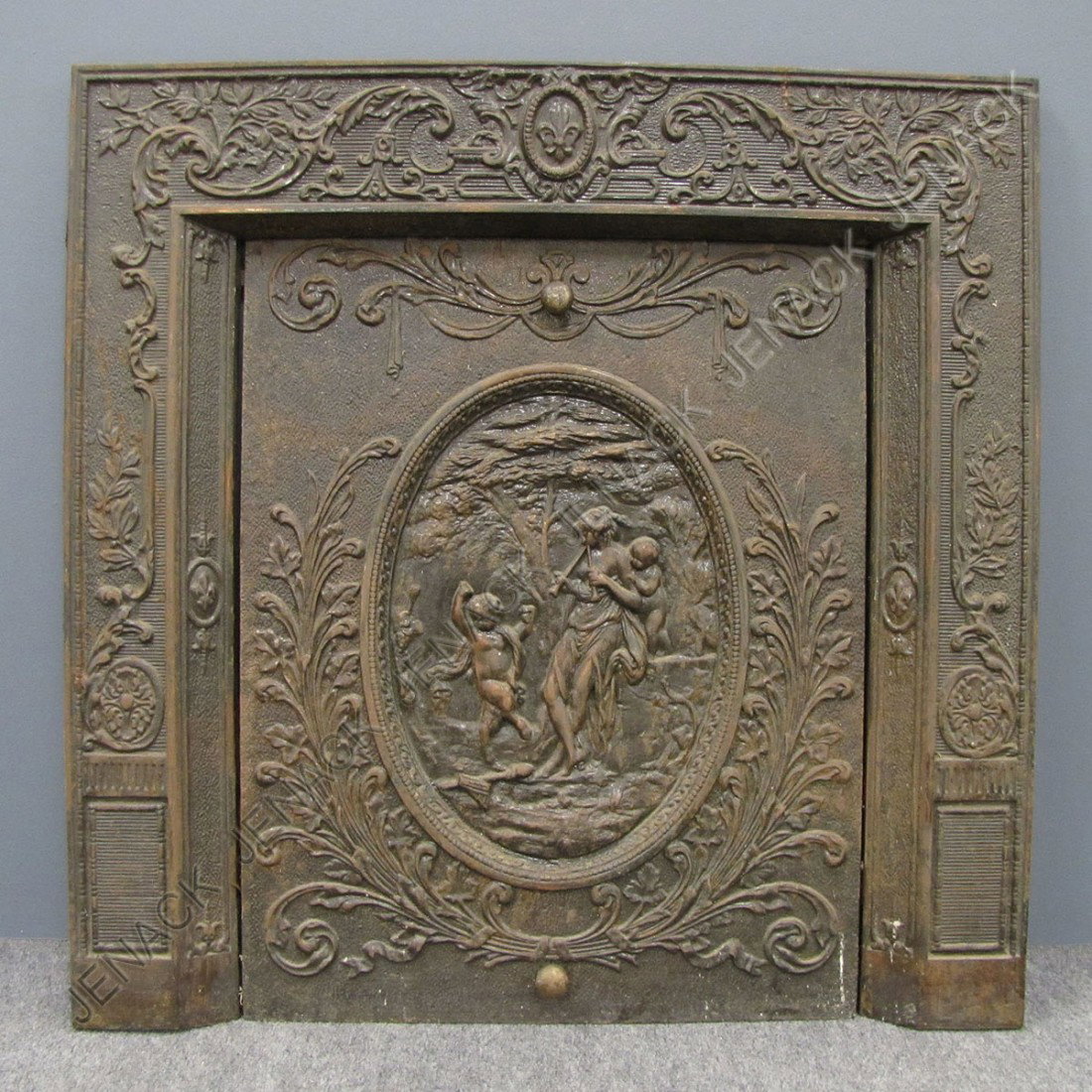 VICTORIAN FRENCH STYLE CAST IRON FIREPLACE COVER: VICTORIAN FRENCH STYLE CAST IRON FIREPLACE COVER. HEIGHT 30"; WIDTH 30"