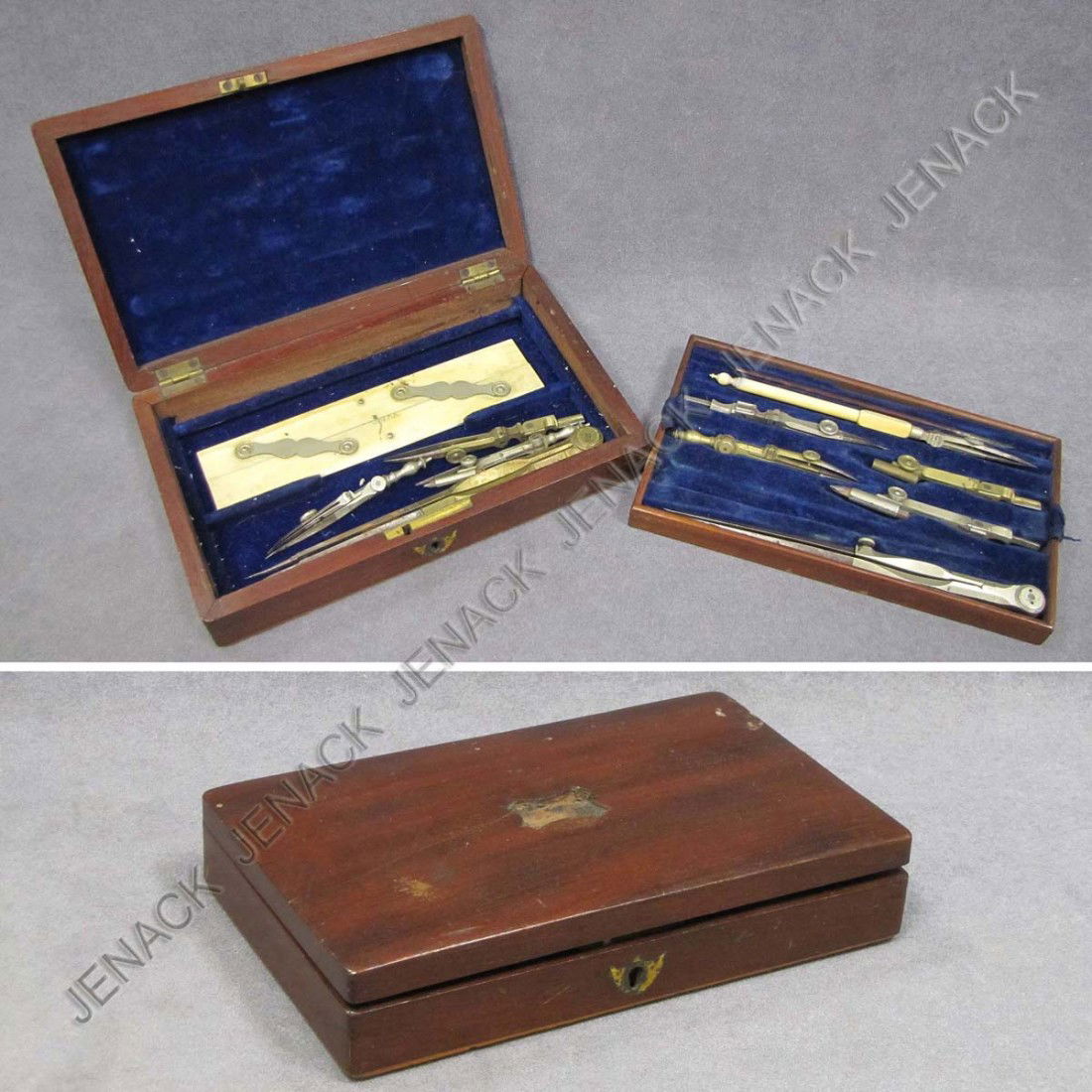 FINE ENGLISH MAHOGANY CASED DRAFTING SET: FINE ENGLISH MAHOGANY CASED DRAFTING SET, 19TH CENTURY