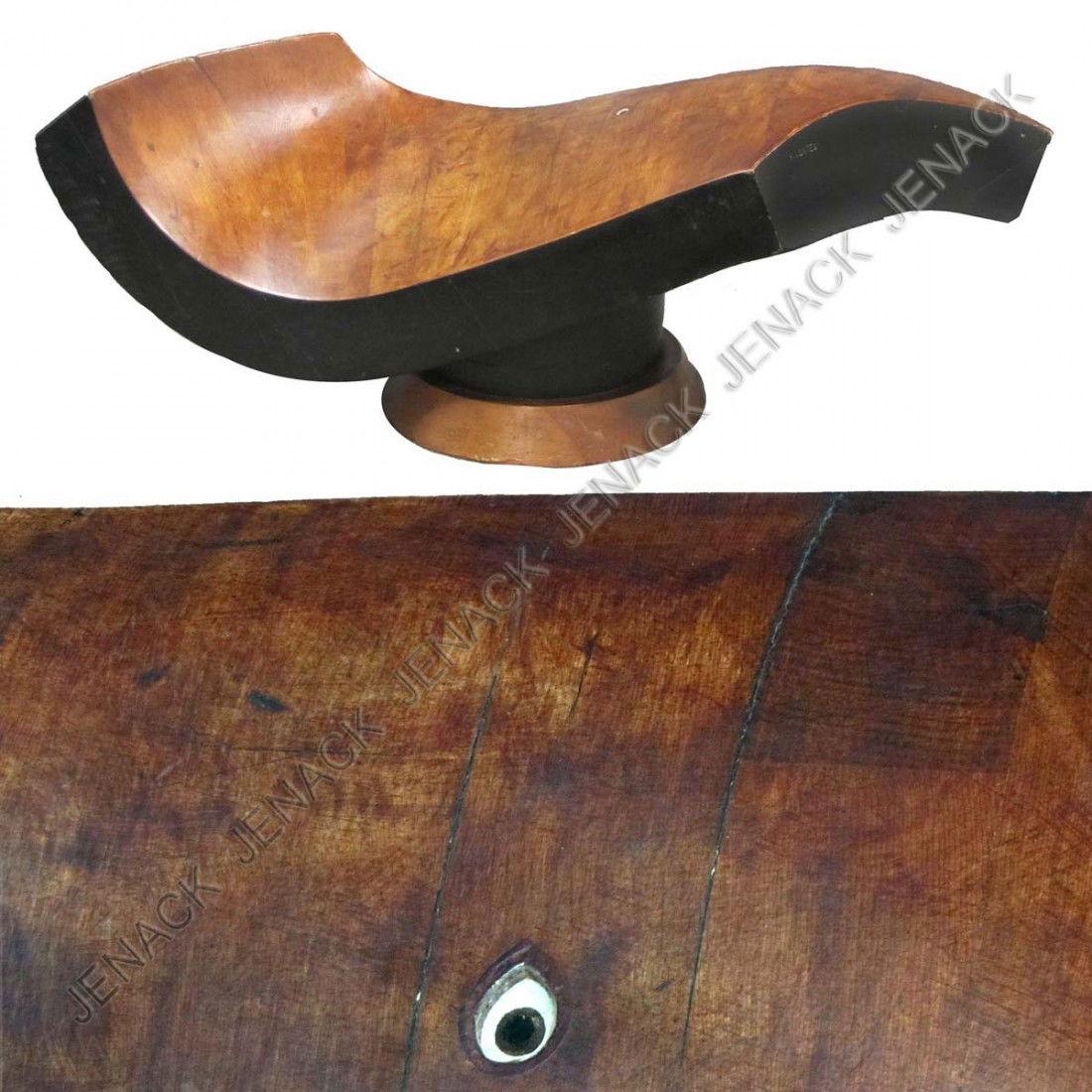 HARRY IRVING GATES (AMERICAN WASHINGTON DC 1934-): HARRY IRVING GATES (AMERICAN WASHINGTON DC 1934-), LAMINATED WOOD SCULPTURE, "MOBY DICK", SIGNED 1967. HEIGHT 14"; LENGTH 40" (PARTIAL LABEL VERSO)