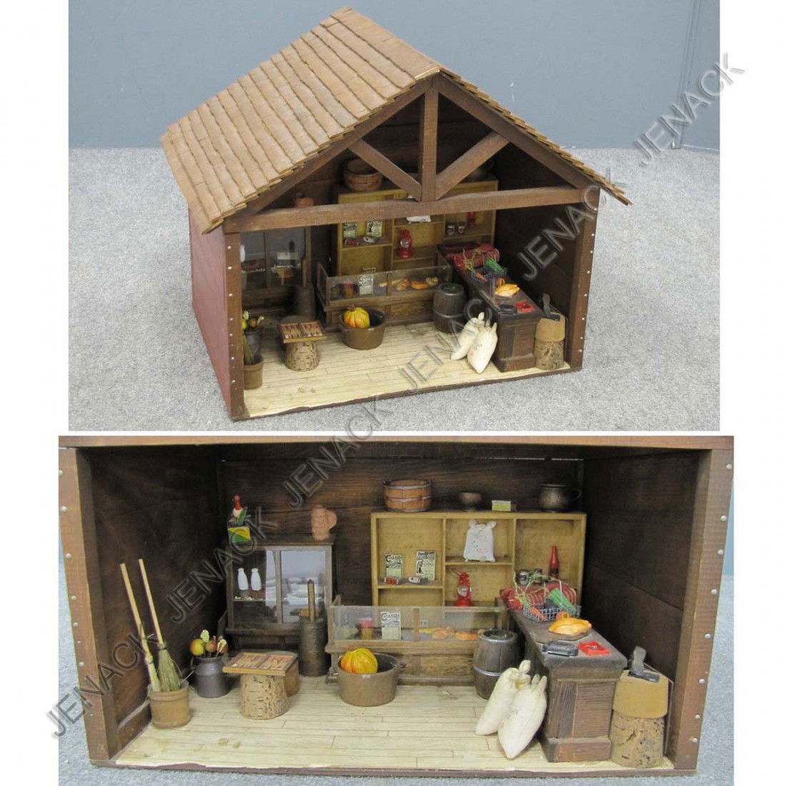 FOLK ART DIORAMA-GENERAL STORE: FOLK ART DIORAMA-GENERAL STORE. HEIGHT 14"; WIDTH 16"