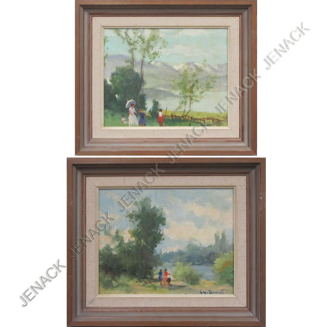 SUZANNE DEMAREST (FRENCH 1900-1985), LOT (2) OIL : SUZANNE DEMAREST (FRENCH 1900-1985), LOT (2) OIL ON CANVAS, LANDSCAPES WITH FIGURES, SIGNED. 8 X 10"; FRAMED 11 1/2 X 13 1/2"