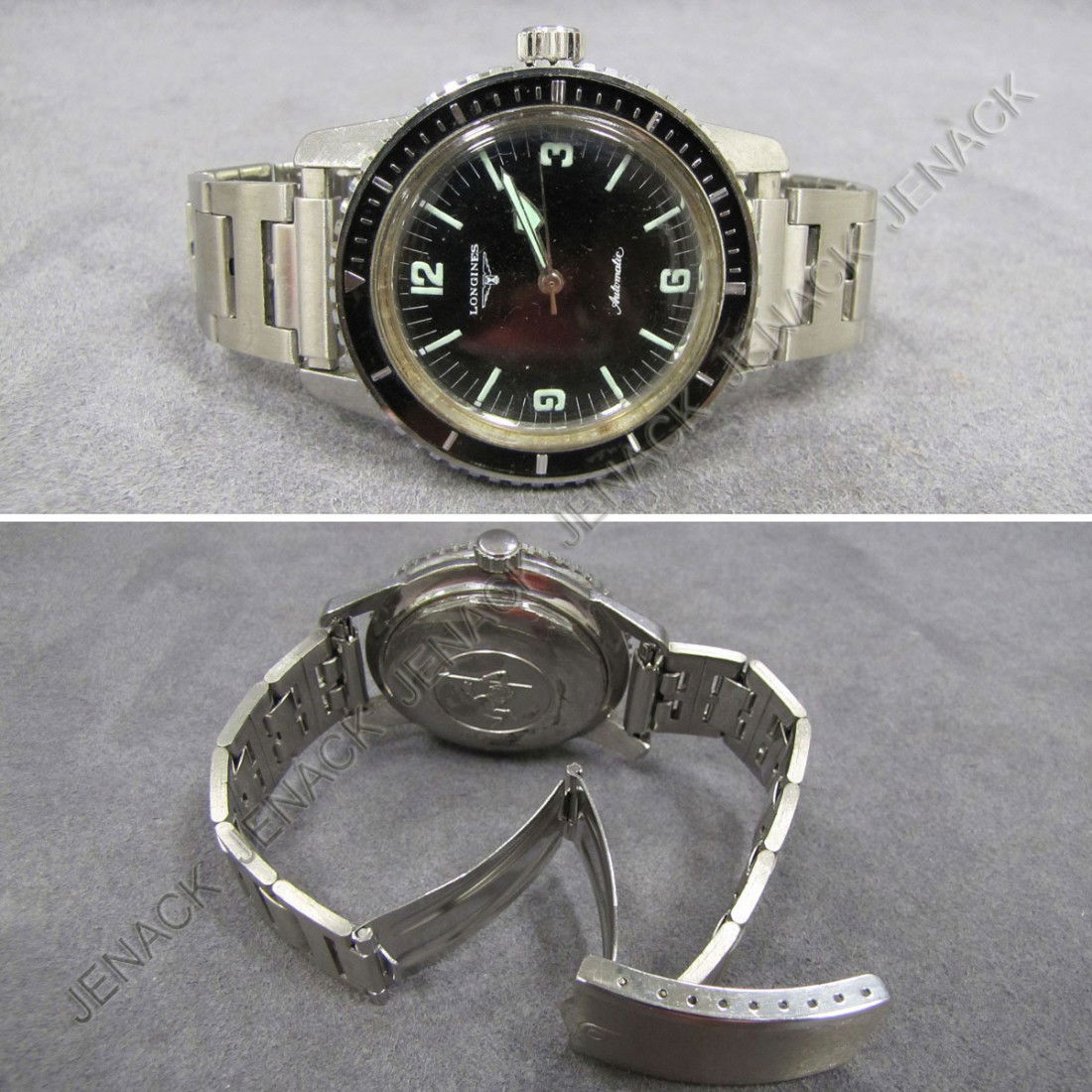 LONGINES STAINLESS 17-JEWEL DIVER'S WRISTWATCH: VINTAGE LONGINES STAINLESS 17-JEWEL AUTOMATIC DIVER'S WRISTWATCH. 42MM