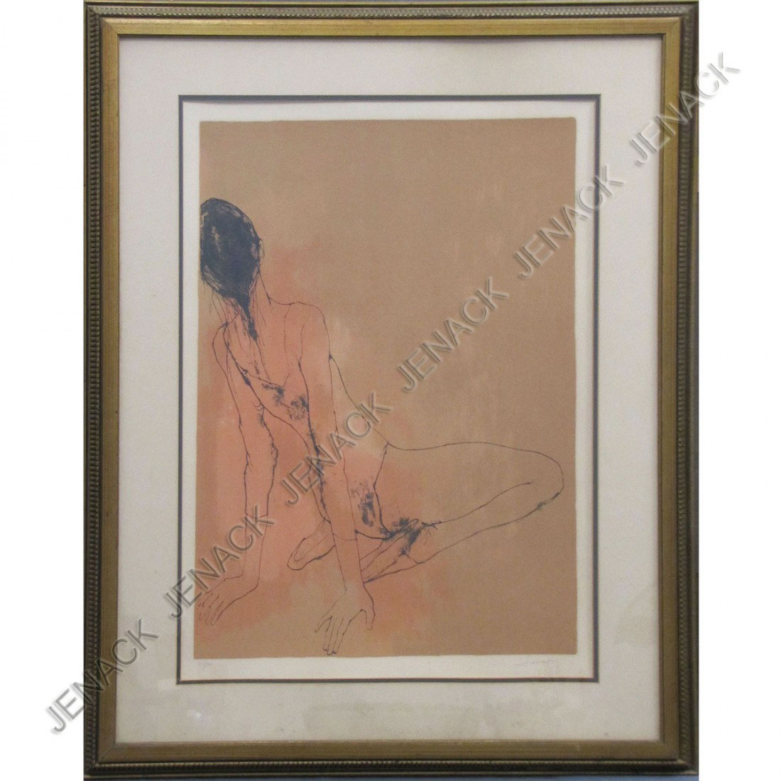 JEAN JANSEM (FRENCH 1920-), LITHOGRAPH: JEAN JANSEM (FRENCH 1920-), LITHOGRAPH, "DANSEUSE A FOND ROSE", SIGNED #100/120. PLATE 25 1/2 X 19 1/2"; FRAMED AND GLAZED-38 X 32"