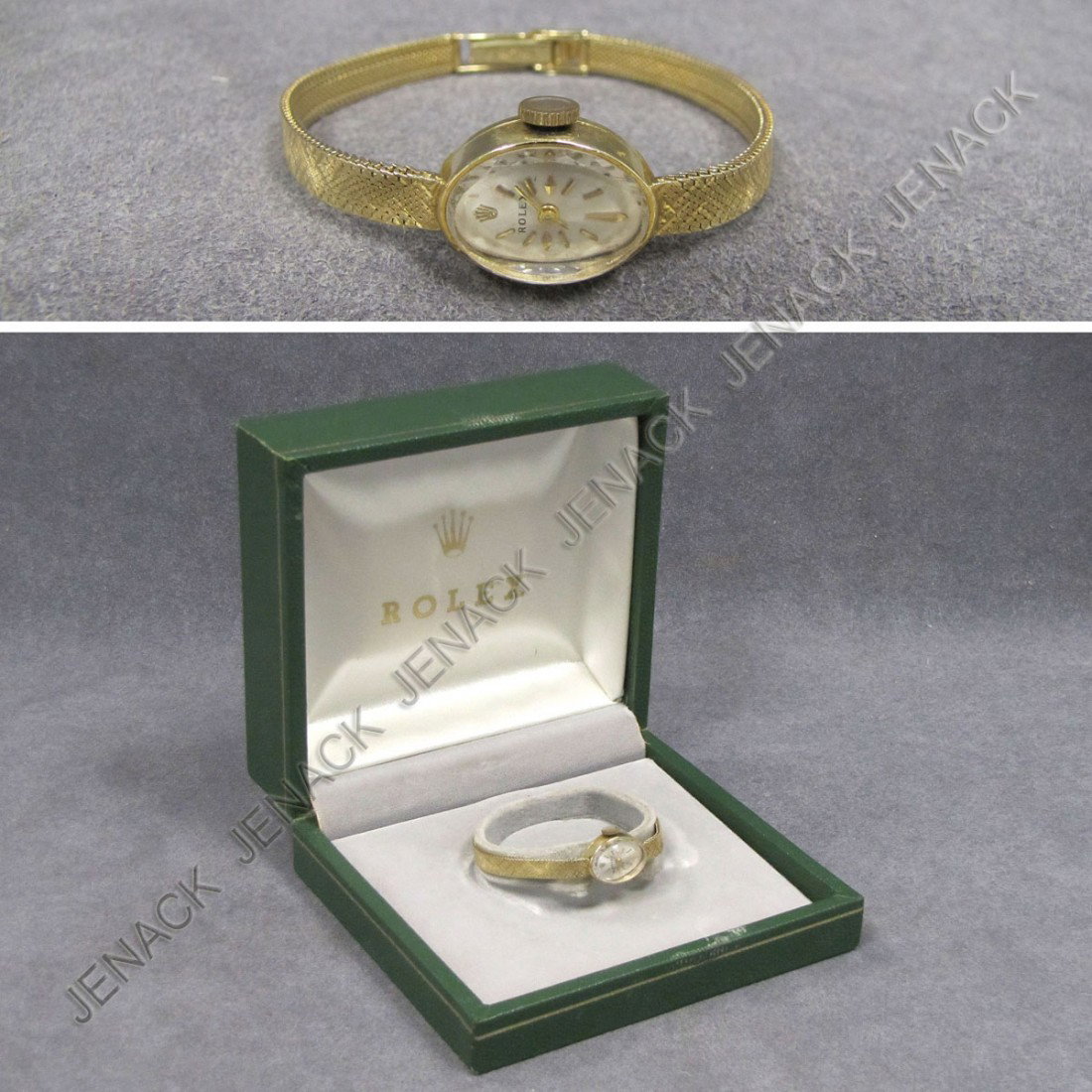 RETRO ROLEX LADY'S 14K, 17-JEWEL WRISTWATCH: RETRO ROLEX LADY'S 14K, 17-JEWEL MECHANICAL WRISTWATCH WITH 14K MESH BAND. 12.04 GRAMS GROSS (WITHOUT MOVEMENT); 17MM WITH ROLEX BOX