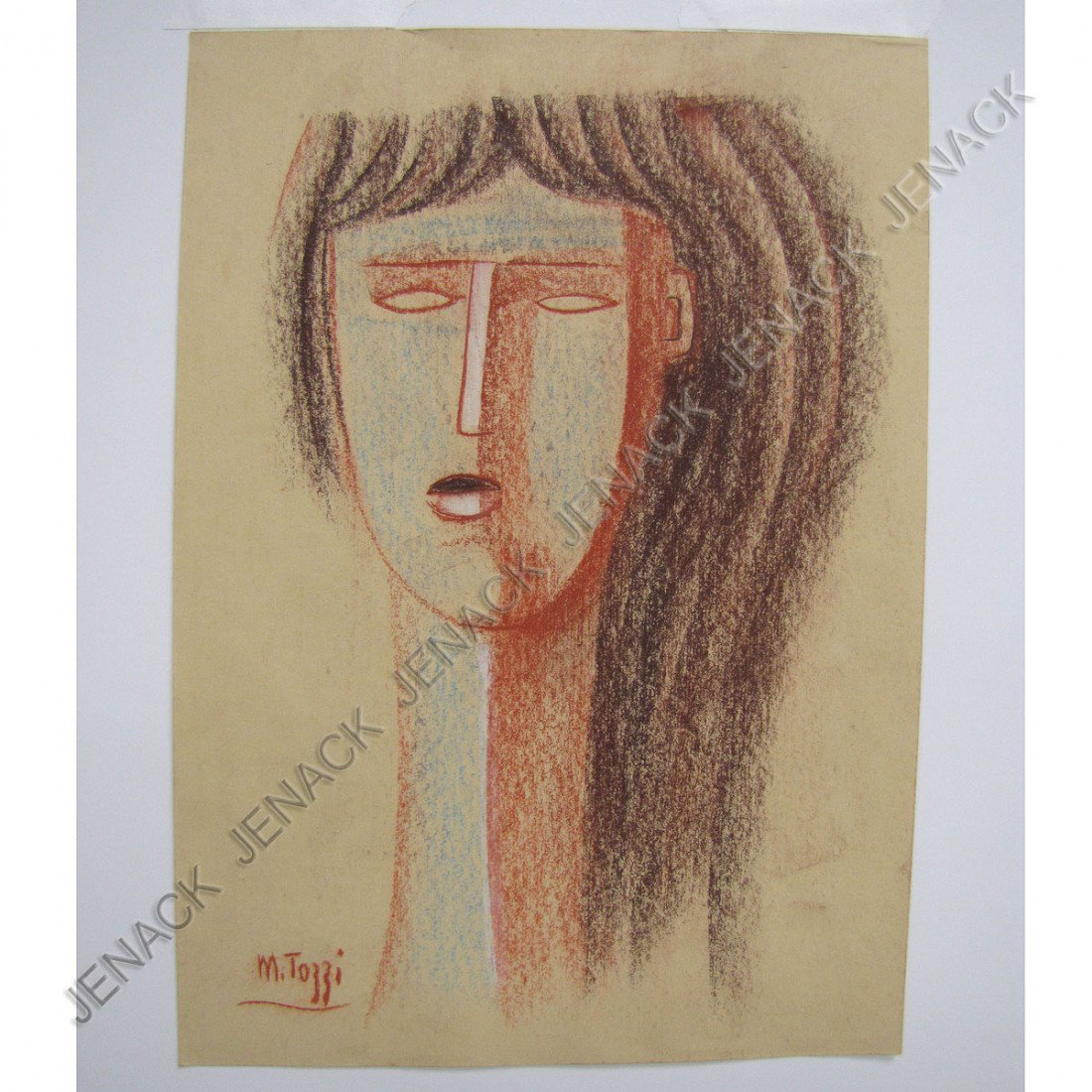 MARIO TOZZI (ITALIAN 1895-1979) PASTEL/PAPER: MARIO TOZZI (ITALIAN 1895-1979) PASTEL/PAPER, HEAD OF A WOMAN, SIGNED.13 1/2 X 9 5/8"