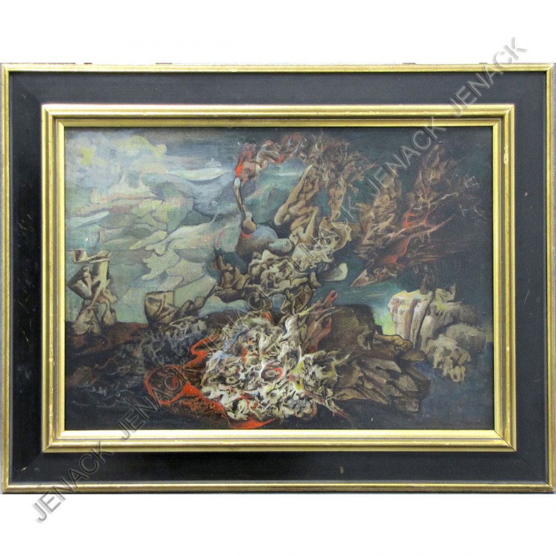 BORIS MARGO (UKRAINE/AMERICAN 1909-1995), OIL: BORIS MARGO (UKRAINE/AMERICAN 1909-1995), OIL ON MASONITE, "GIFT OF THE WIND", SIGNED, TITLED, AND DATED 1938-39. 10 1/4 X 14 1/4"; FRAMED 14 X 18"