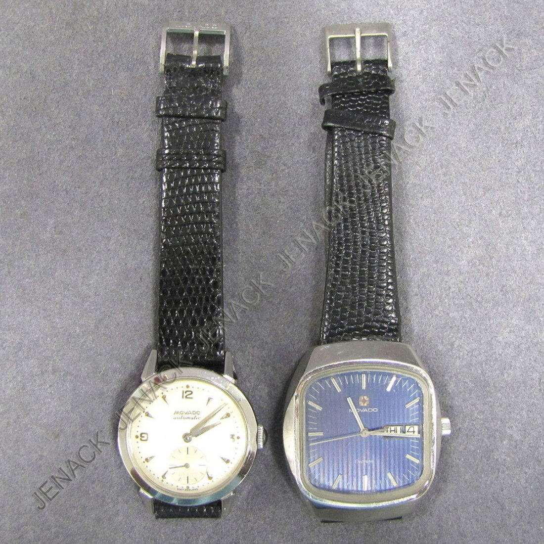 LOT (2) VINTAGE MOVADO WRISTWATCHES: LOT (2) VINTAGE MOVADO WRISTWATCHES INCLUDING STAINLESS ELECTRONIC DAY/DATE, 39MM; STAINLESS 17 JEWEL AUTOMATIC, 32MM
