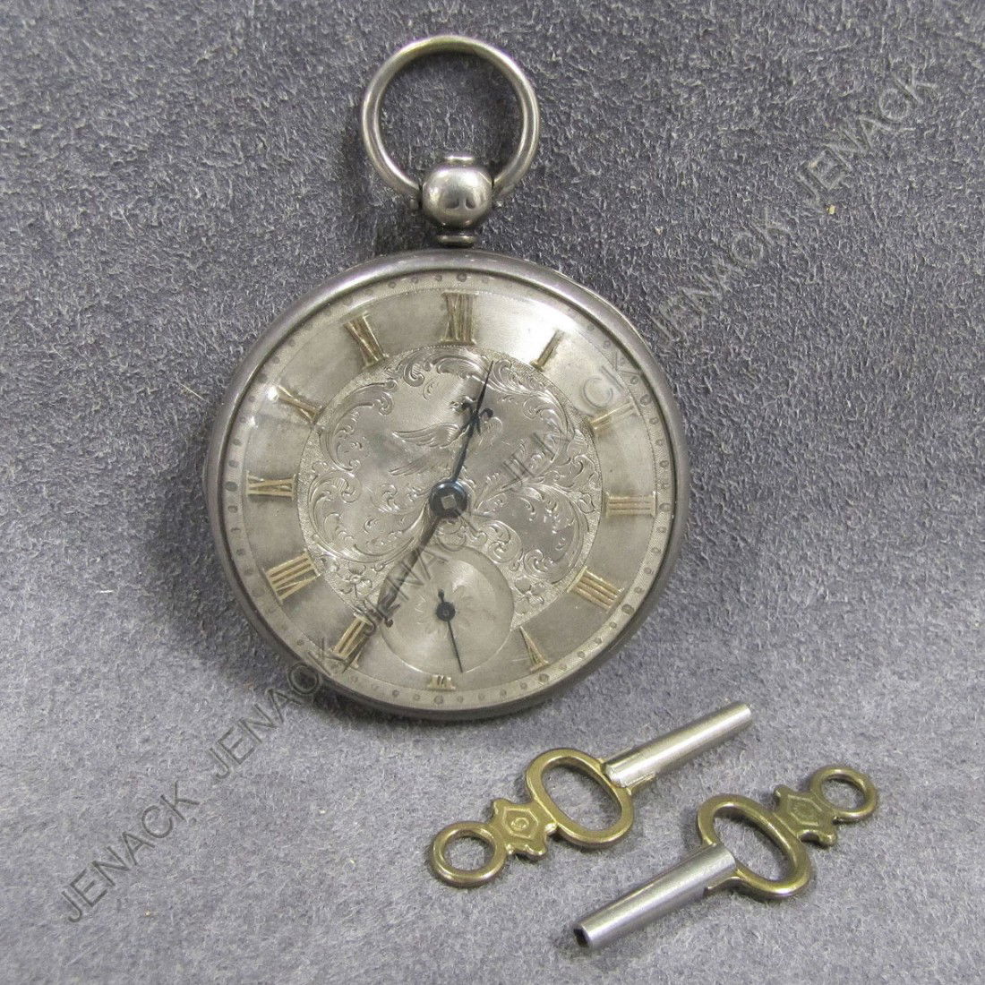 HENRY ELLIS EXETER FUZEE KEY WIND POCKET WATCH: HENRY ELLIS EXETER SILVER OPEN FACE FUZEE KEY WIND POCKET WATCH, 19TH CENTURY. 48MM