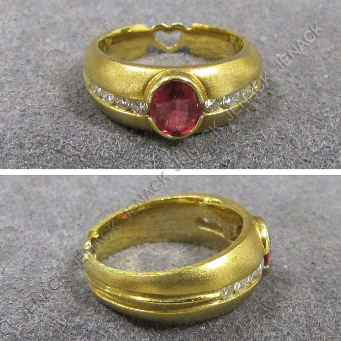 18K YELLOW GOLD & 0.87 RED SPINEL & DIAMOND RING: 18K YELLOW GOLD & 0.87 RED SPINEL & DIAMOND RING (DIAMOND TWT 0.25 CT) (WITH APPRAISAL); GROSS WEIGHT 8.29 GRAMS
