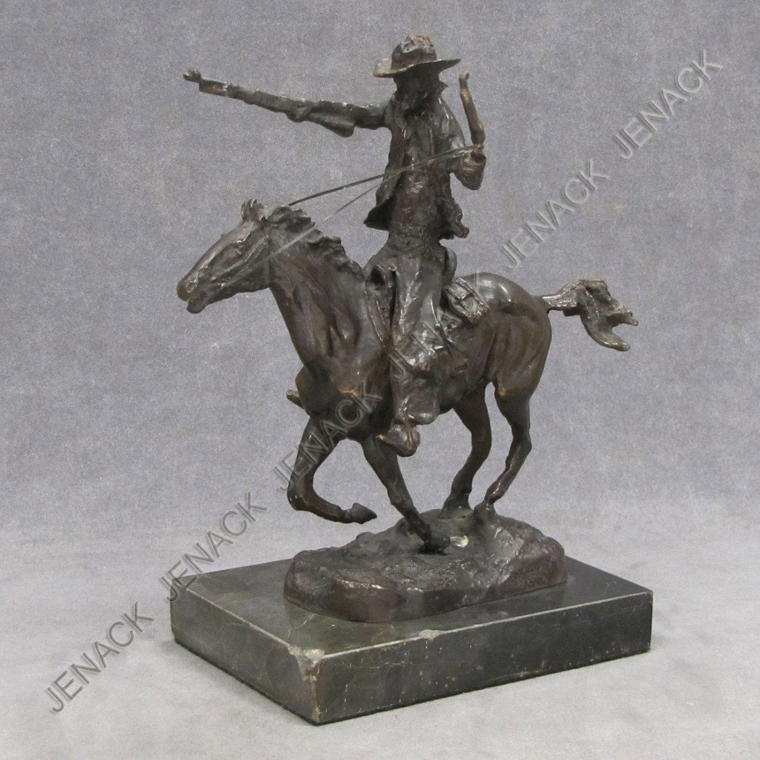 AFTER CARL KAUBA (AUSTRIAN 1866-1922), BRONZE: AFTER CARL KAUBA (AUSTRIAN 1866-1922), BRONZE, SOLIDER ON HORSEBACK, SIGNED (POSTHUMOUS). HEIGHT 11 1/2"; LENGTH 10 1/2"
