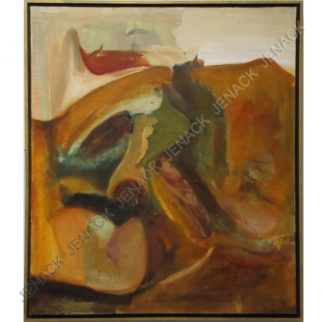 GERARD ERNEST SCHNEIDER (SWISS/FRENCH 1896-1986): GERARD ERNEST SCHNEIDER (SWISS/FRENCH 1896-1986), OIL ON CANVAS, COMPOSITION, SIGNED VERSO. 28 3/4 X 24 1/2"; FRAMED 30 X 25 5/8"