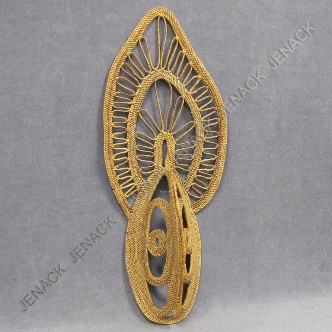 NEW GUINEA RATTAN WOVEN BIRD MASK: NEW GUINEA RATTAN WOVEN BIRD MASK. HEIGHT 27"