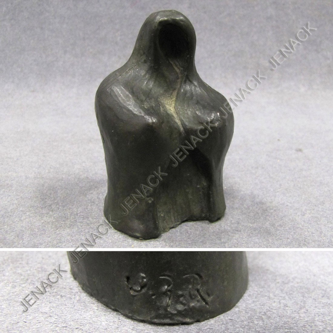 CONTINENTAL SCHOOL (20TH CENTURY), BRONZE : CONTINENTAL SCHOOL (20TH CENTURY), BRONZE, CLOAKED FIGURE, SIGNED U.Z.R. HEIGHT 3"