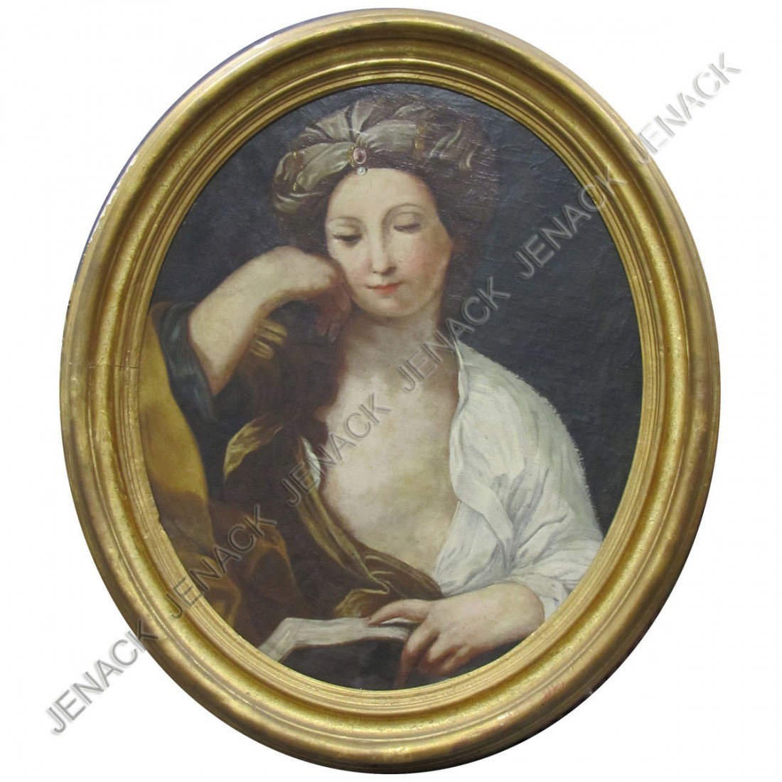 CONTINENTAL SCHOOL (18TH CENTURY), OIL ON CANVAS: CONTINENTAL SCHOOL (18TH CENTURY), OIL ON CANVAS (LAID ON MASONITE), WOMAN WITH TURBAN, UNSIGNED. 30 X 25"; FRAMED 36 X 32" (IN-PAINTING)