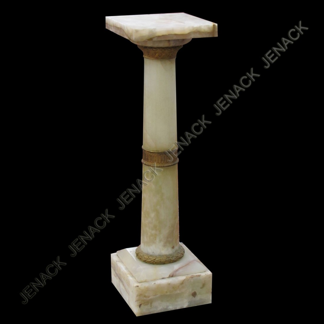 FINE FRENCH CARVED ONYX PEDESTAL WITH ORMOLU MOUNT: FINE FRENCH CARVED ONYX PEDESTAL WITH ORMOLU MOUNTS, 19TH CENTURY. HEIGHT 41 1/2"