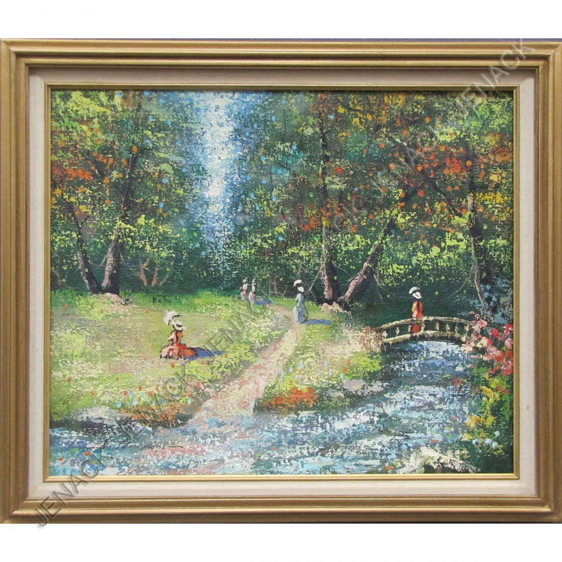 VITTORIO TOMMASINI (ITALIAN 1881-1964) OIL ON: VITTORIO TOMMASINI (ITALIAN 1881-1964) OIL ON CANVAS, FIGURES IN THE PARK, SIGNED. 20 X 24"; FRAMED 24 X 28"