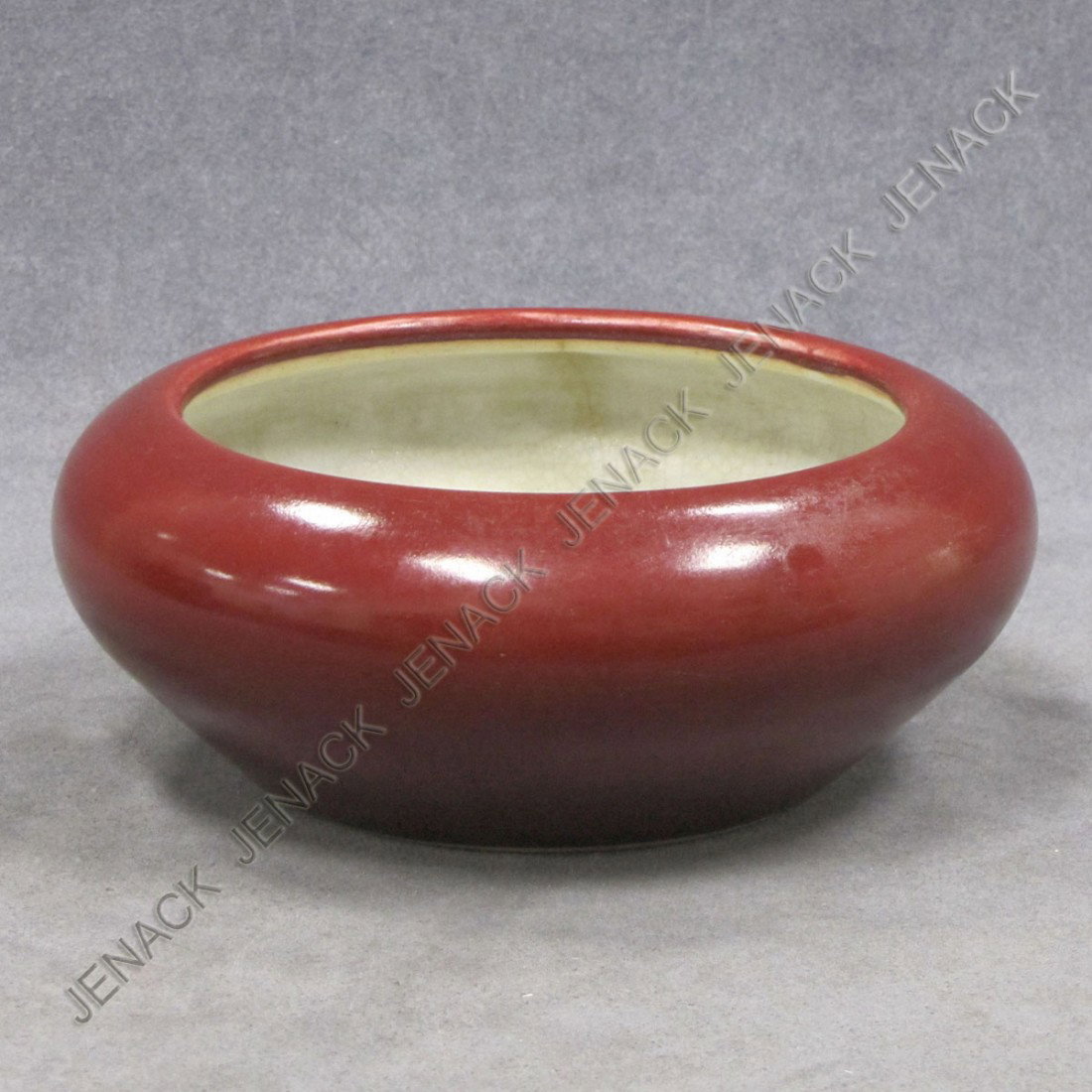 CHINESE SANG DE BEOUF GLAZED PORCELAIN BRUSH WASH: CHINESE SANG DE BEOUF GLAZED PORCELAIN BRUSH WASH. HEIGHT 2 3/4"; DIAMETER 6 3/4"