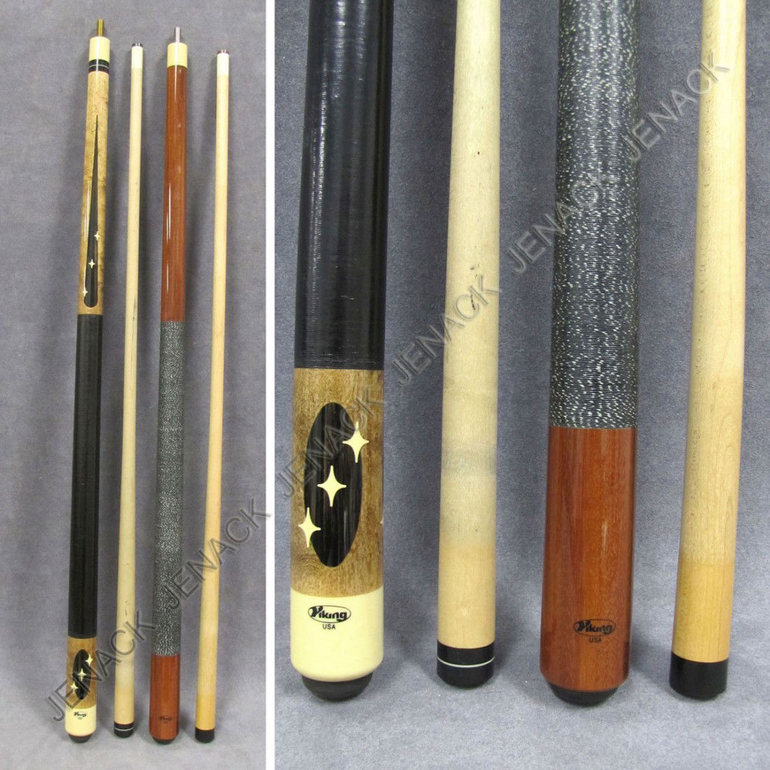 40 LOT (2) VINTAGE VIKING CUSTOM POOL CUES, SIGNED