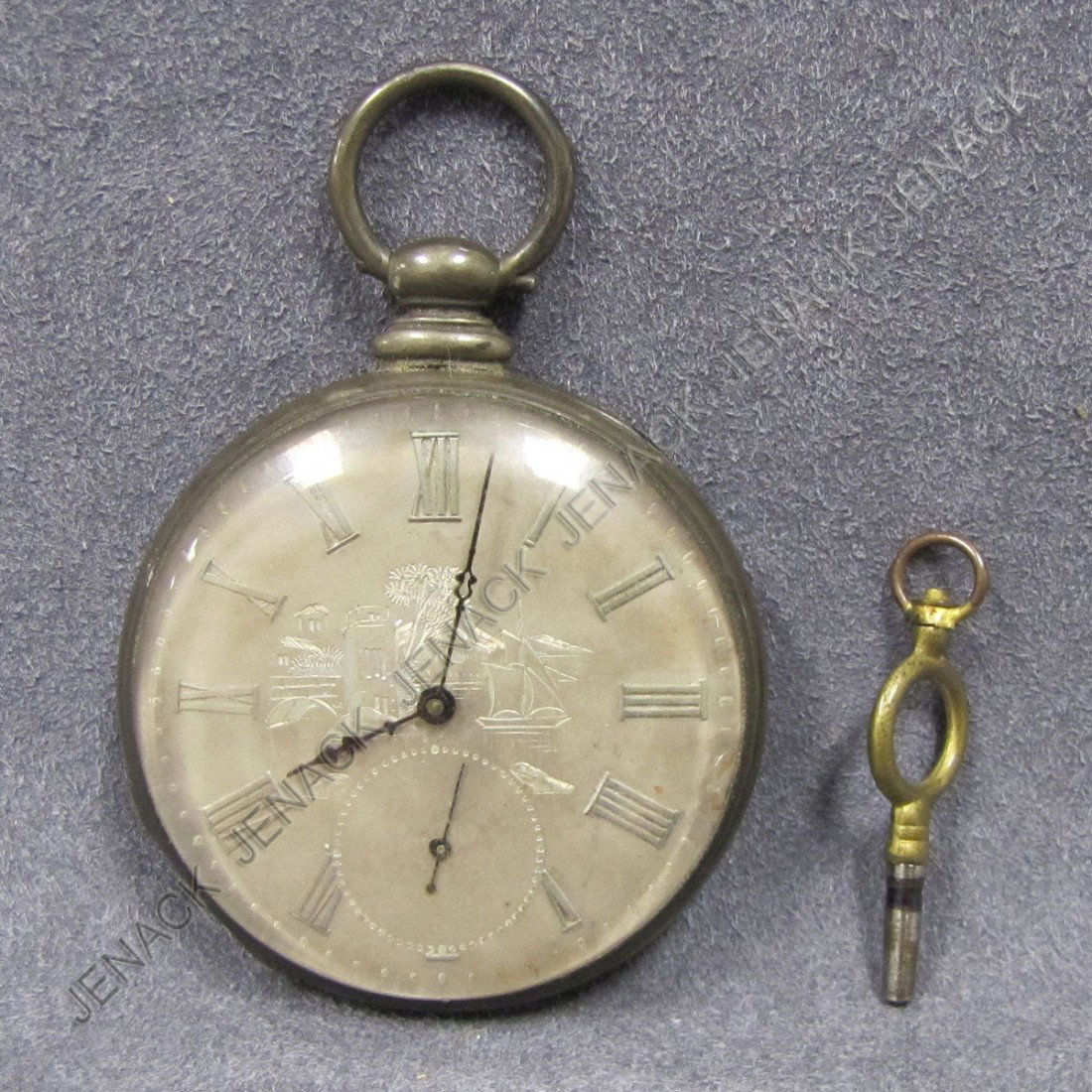 ROBERT ROSKELL-LIVERPOOL SILVER POCKET WATCH: ROBERT ROSKELL-LIVERPOOL SILVER 13 JEWEL OPEN FACE KEY WIND POCKET WATCH, C.1830'S. 50MM