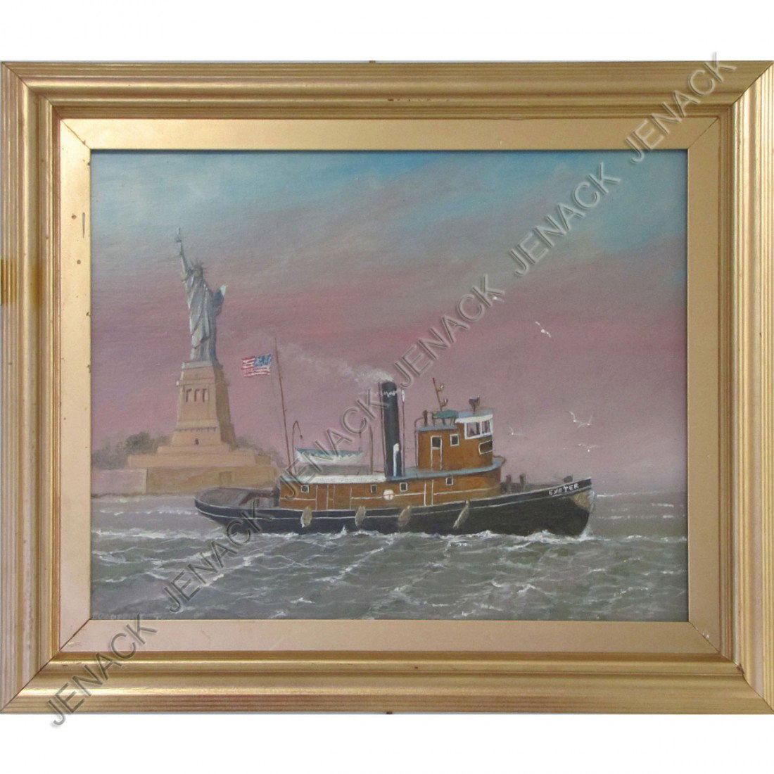 FREDERICK TORDOFF (ANGLO/AMERICAN 20TH CENTURY): FREDERICK TORDOFF (ANGLO/AMERICAN 20TH CENTURY), OIL ON CANVAS, TUG BOAT "EXETER", SIGNED AND TITLED. 16 X 20"; FRAMED 19 1/2 X 23 1/2"