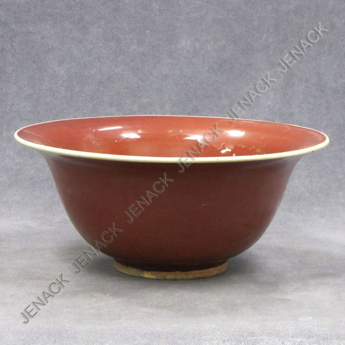 CHINESE SANG DE BEOUFE GLAZE BOWL, CHING : CHINESE SANG DE BEOUFE GLAZE BOWL, CHING. HEIGHT 4 1/2"; DIAMETER 10"