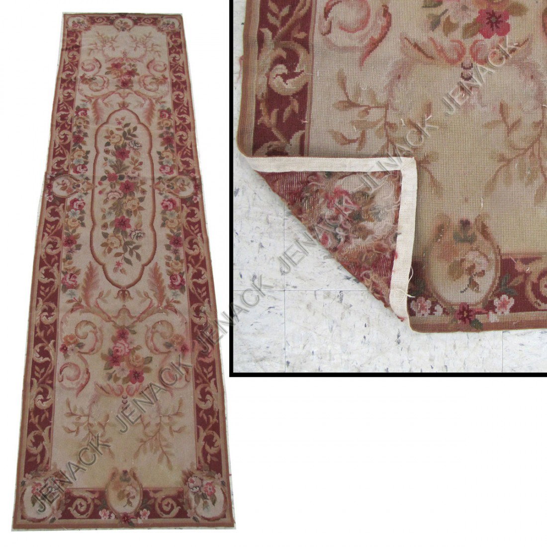 FRENCH NEEDLEPOINT CORRIDOR RUG: FRENCH NEEDLEPOINT CORRIDOR RUG. 2' X 7'9"