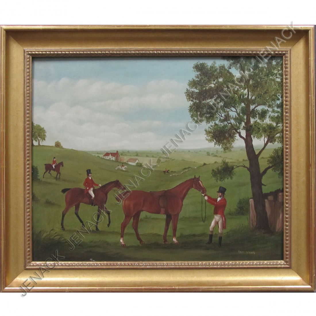 BRITISH SCHOOL (20TH CENTURY), OIL ON PANEL: BRITISH SCHOOL (20TH CENTURY), OIL ON PANEL, FOX HUNT, SIGNED GEO. WILKS. 18 X 22"; FRAMED 22 X 26"