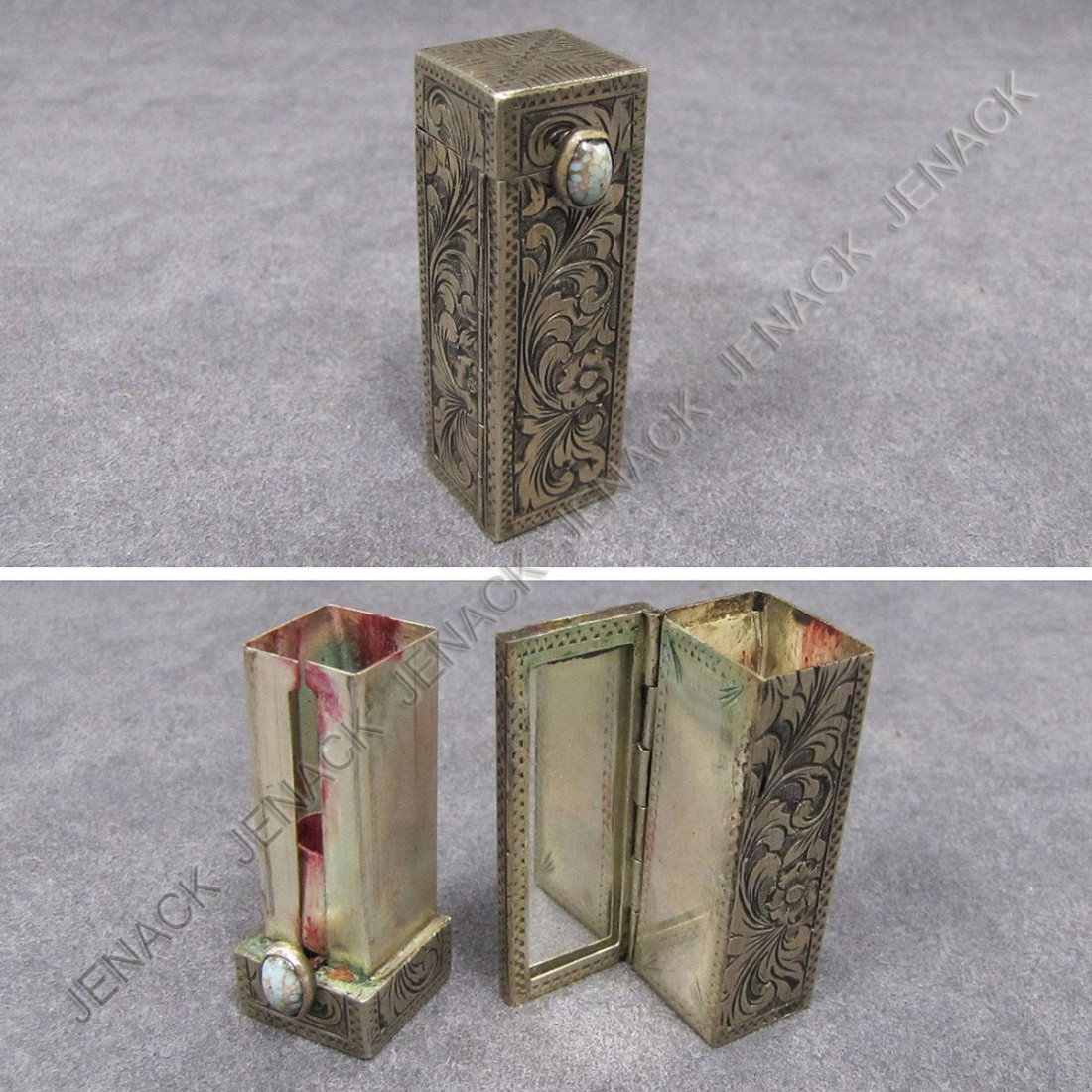VINTAGE SILVER ENGRAVED LIPSTICK HOLDER: VINTAGE SILVER ENGRAVED LIPSTICK HOLDER. LENGTH 2 1/8"