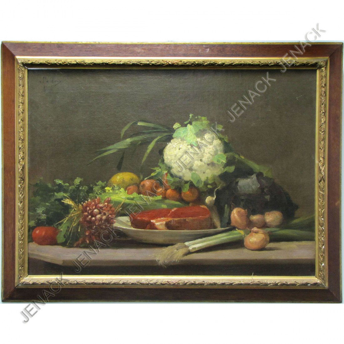 HENRY LEON MABBOUX (FRENCH 19TH CENTURY), OIL : HENRY LEON MABBOUX (FRENCH 19TH CENTURY), OIL ON CANVAS, BOUNTIFUL HARVEST, SIGNED AND LABELED. 23 1/2 X 32"; FRAMED 29 X 38" (RELINED)