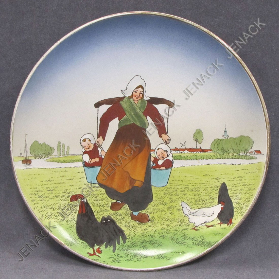 METTLACH DECORATED PORCELAIN CHARGER, SIGNED #307 : METTLACH DECORATED PORCELAIN CHARGER, SIGNED #307. DIAMETER 12 1/4"