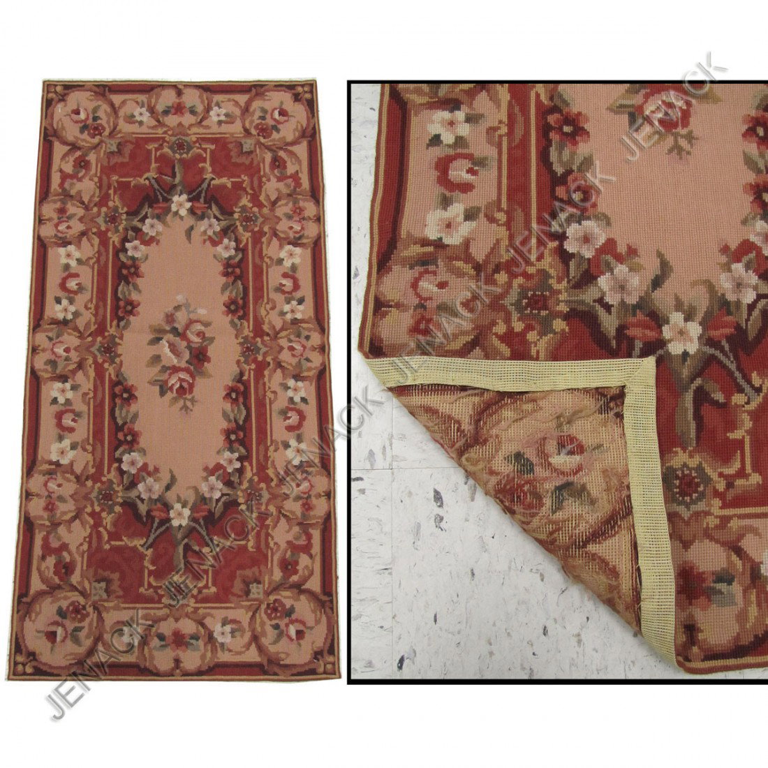 AUBUSSON DESIGN NEEDLE POINT RUG: AUBUSSON DESIGN NEEDLE POINT RUG. 2' X 4' #139015