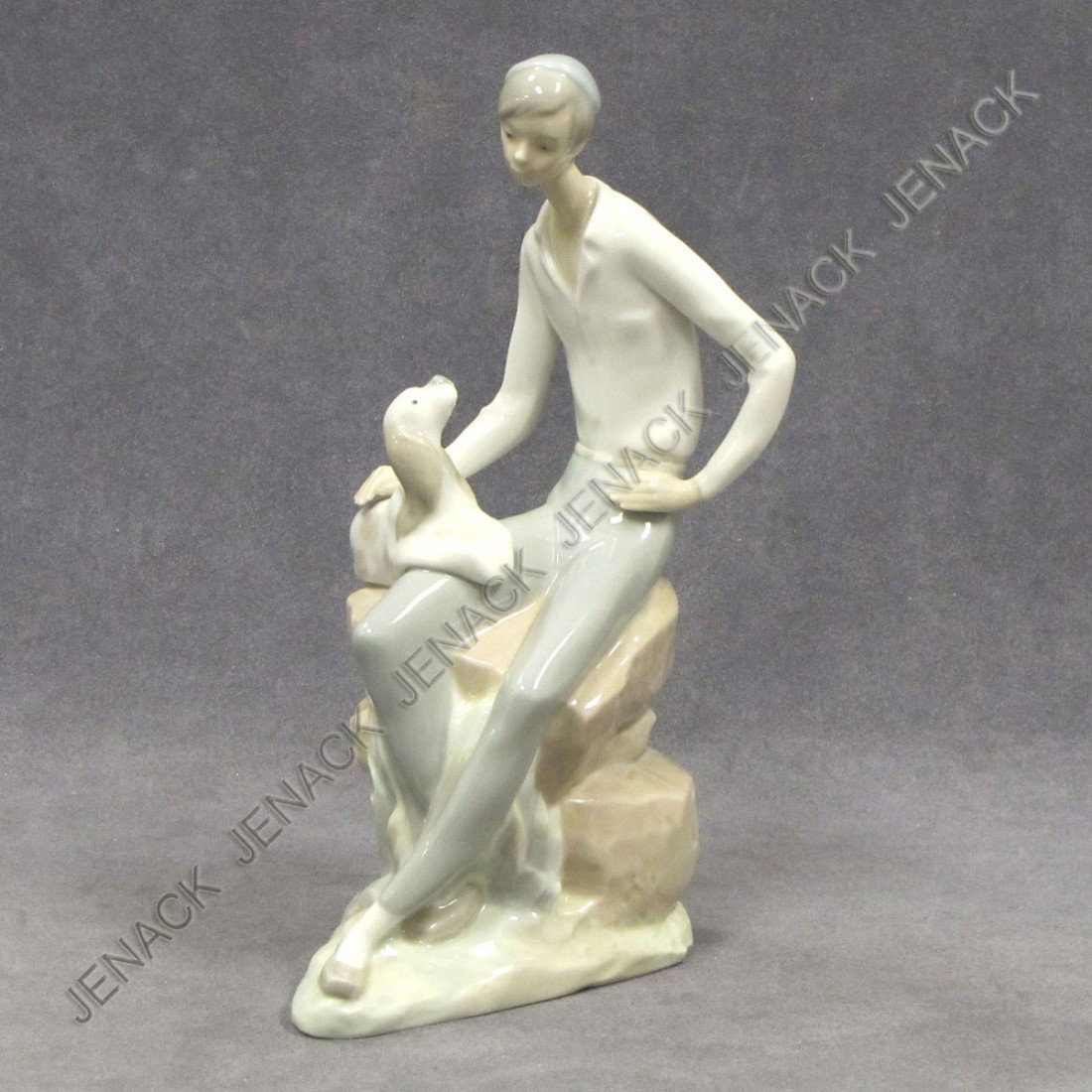 LLADRO FIGURE, YOUNG BOY WITH DOG : LLADRO FIGURE, YOUNG BOY WITH DOG. HEIGHT 10 1/4"
