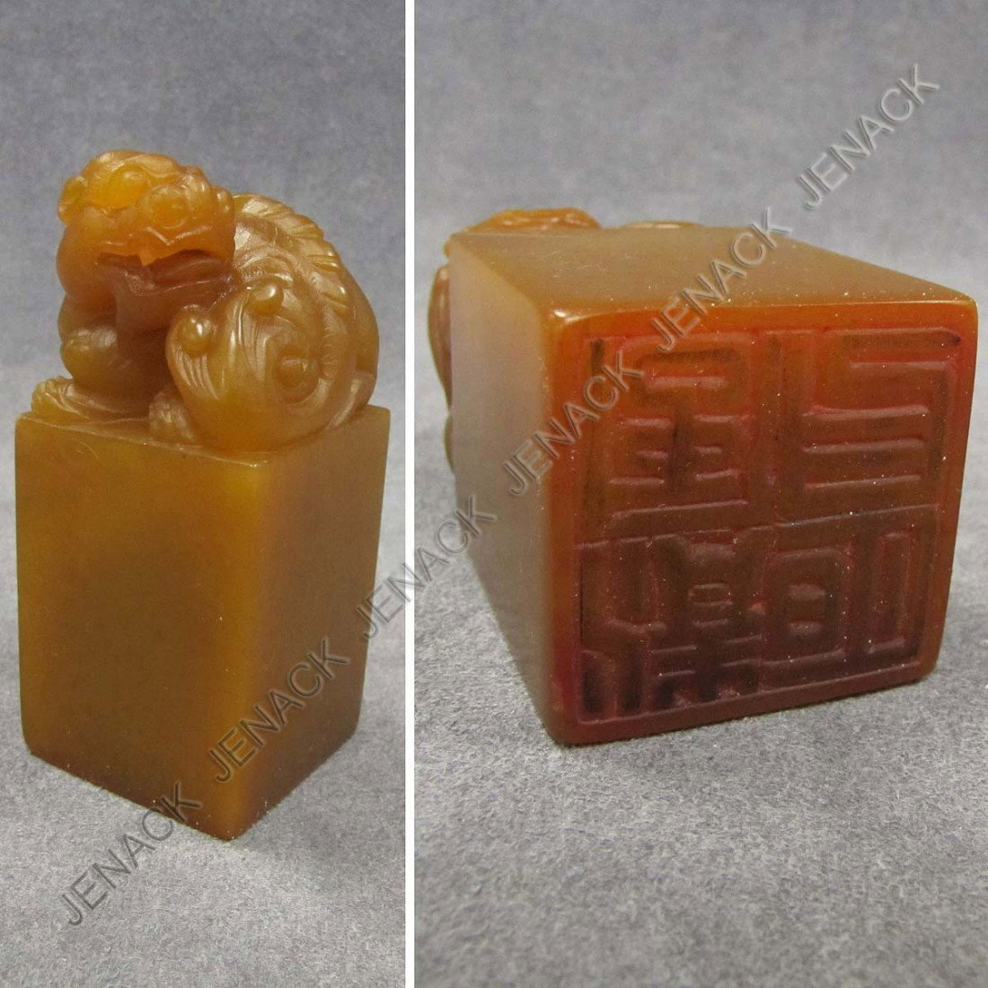 CHINESE CARVED TIAN HUANG FIGURAL SEAL: CHINESE CARVED TIAN HUANG FIGURAL SEAL, "MING YUE QING FENG". HEIGHT 3 3/8"