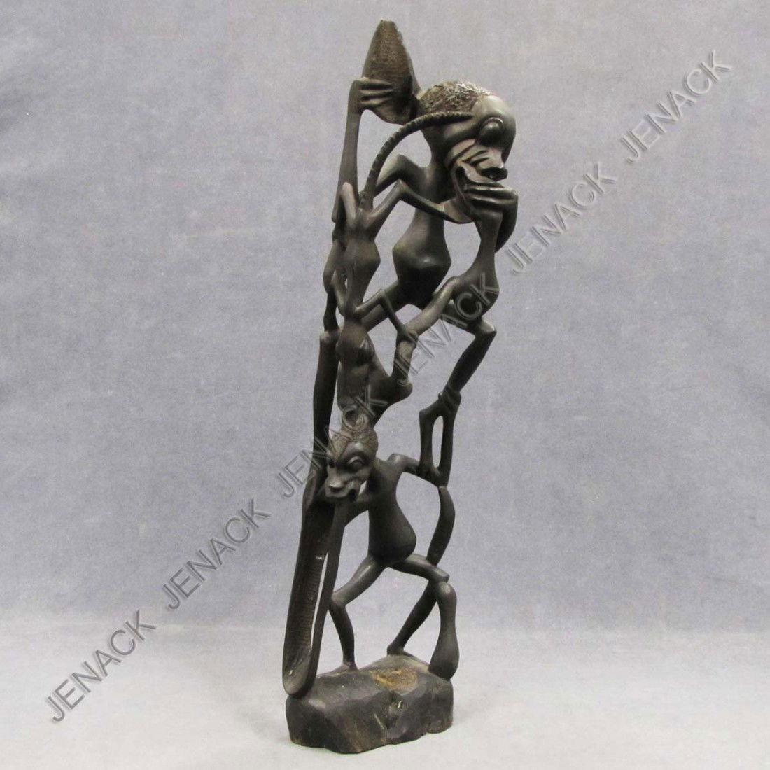 VINTAGE MAKONDE (TANZANIA) CARVED EBONY GROUP: VINTAGE MAKONDE (TANZANIA) CARVED EBONY GROUP. HEIGHT 31"