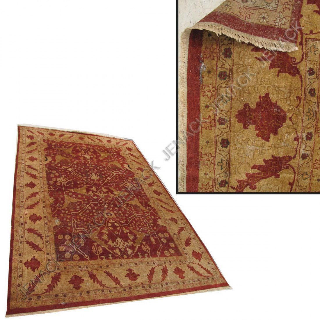 SEMI-ANTIQUE AGRA CARPET: SEMI-ANTIQUE AGRA CARPET. 11'10 X 17'9" (IMPERFECTIONS)