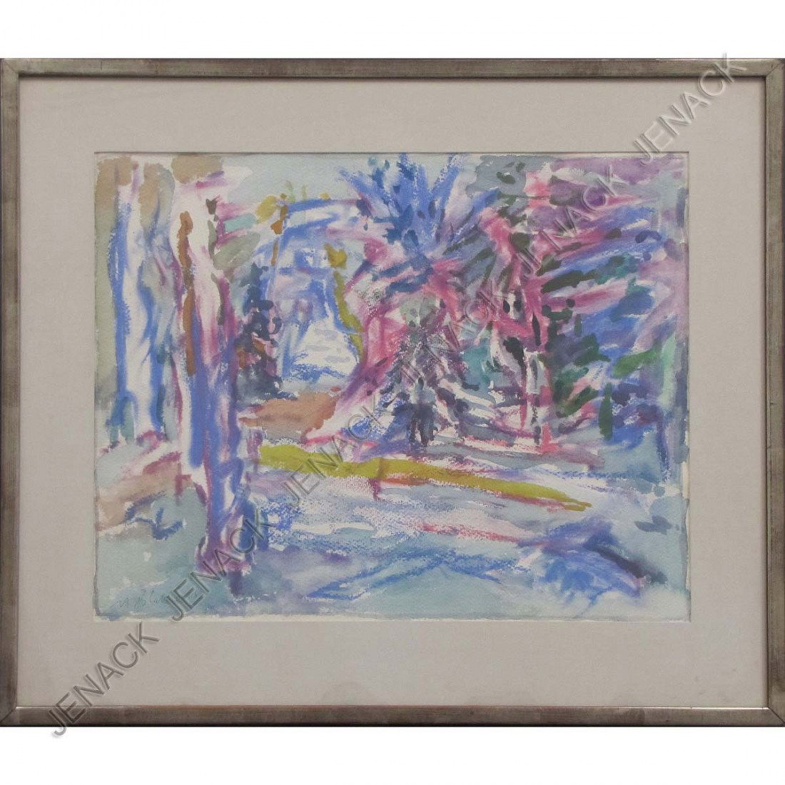 NELL BLAIR WALDEN BLAINE (AMERICAN NY 1922-1996): NELL BLAIR WALDEN BLAINE (AMERICAN NY 1922-1996), WATERCOLOR, "SNOW", SIGNED 2/64. SIGHT 14 1/2 X 18 1/2"; FRAMED AND GLAZED-20 1/2 X 24 1/2" PROVENANCE: POINDEXTER GALLERY, 21 W. 56TH ST, NYC